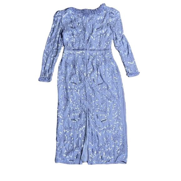 NWT MAC DUGGAL 93595 Periwinkle Floral Sequin Embellished High Neck Dress Womens - Picture 11 of 13